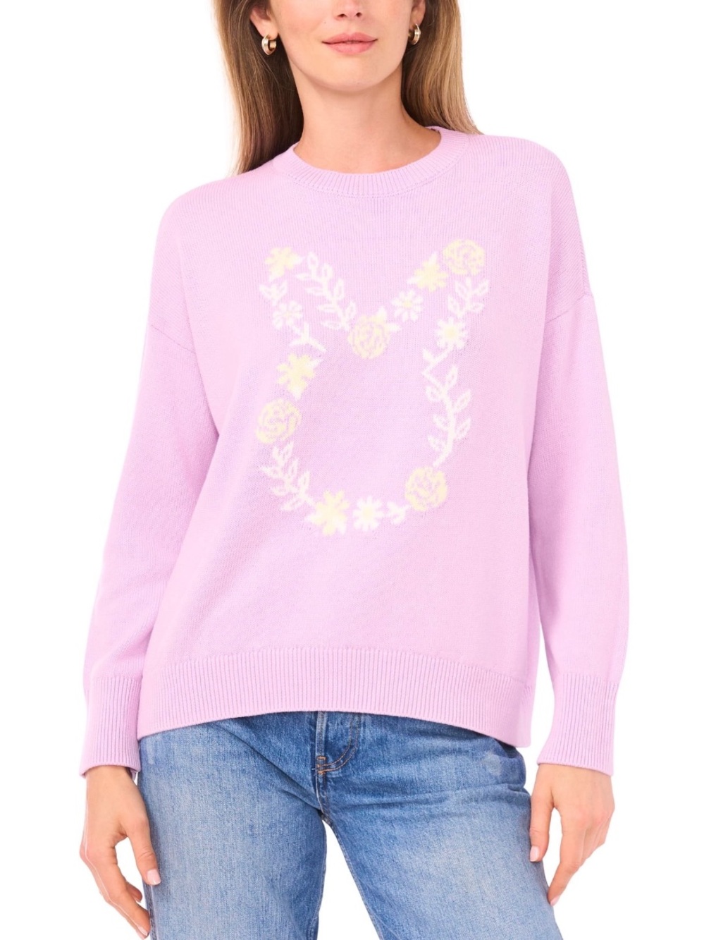 Vince camuto  Lilac Floral Crewneck Sweater  bunny